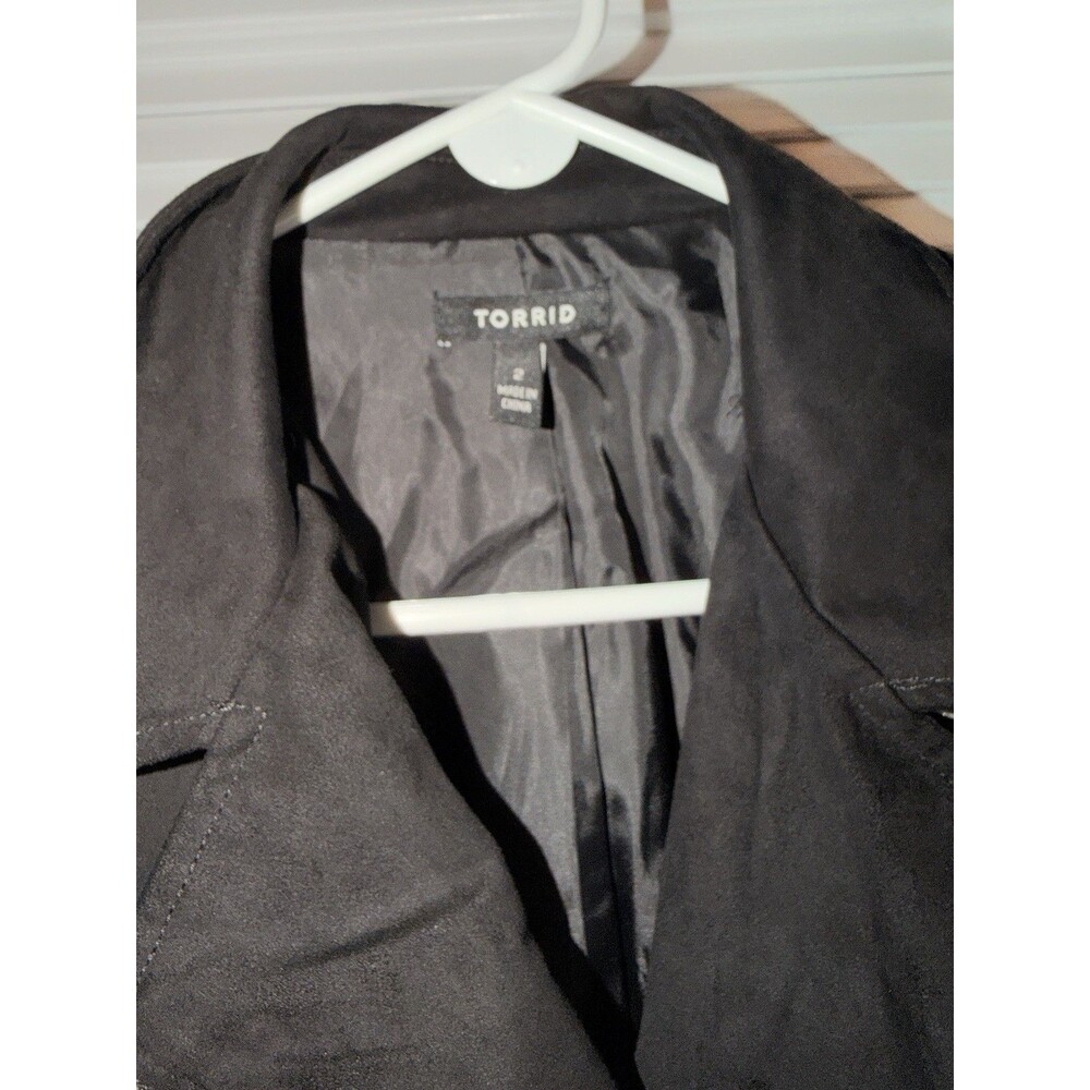 Torrid Black Faux Suede Fringe Moto Jacket Cropped Western Boho Size 2X - Picture 3 of 9